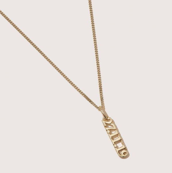 otiumberg Solid Gold Date Pendant (Made To Order) 9kt Solid Gold