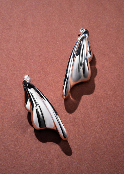 Otiumberg Statement Wave Earrings And Cuff Set Sterling Silver