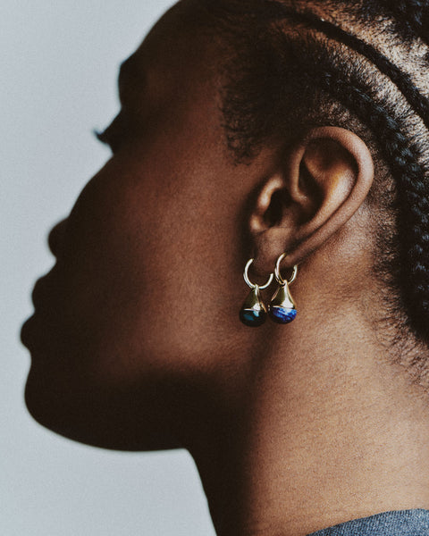 Otiumberg Stilla Dumortierite Earrings 14kt Gold Vermeil