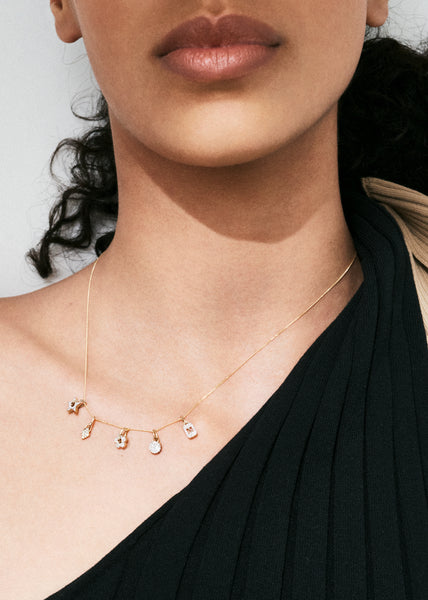 Otiumberg Tiny Diamond Kite Necklace 9kt Solid Gold