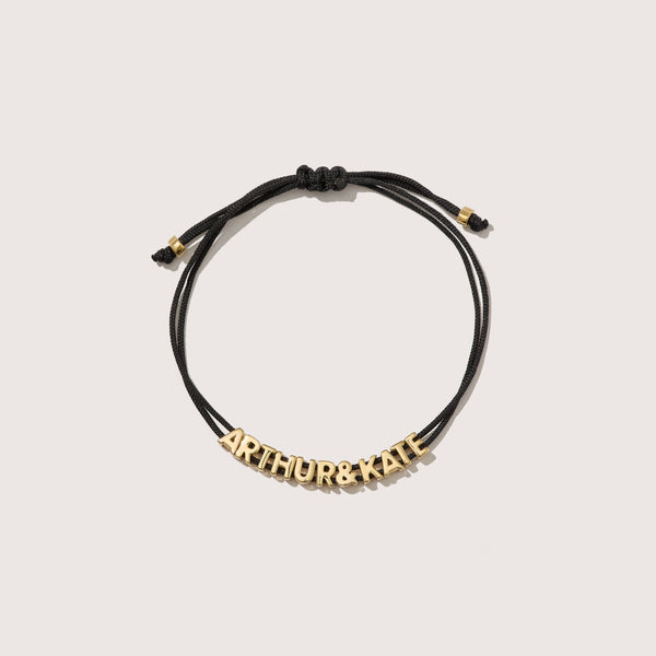 otiumberg Totem Name Black Cord Bracelet (Made To Order) 9kt Solid Gold