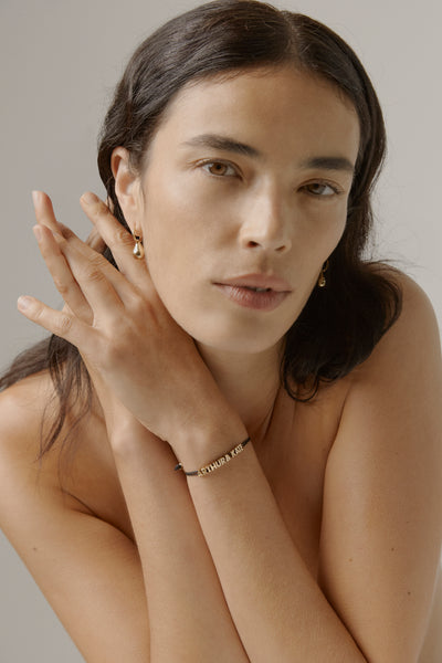 Otiumberg Totem Name Navy Cord Bracelet (Made To Order) 9kt Solid Gold