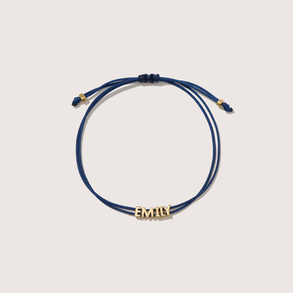otiumberg Totem Name Navy Cord Bracelet (Made To Order) 9kt Solid Gold