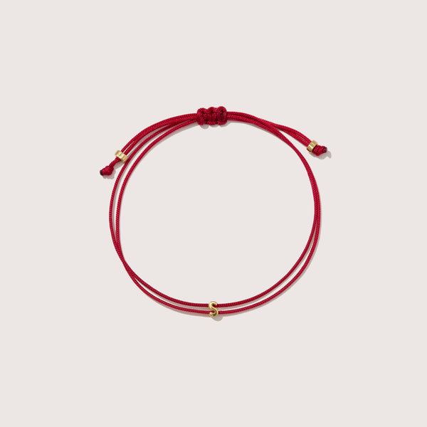 otiumberg Totem Name Red Cord Bracelet (Made To Order) 9kt Solid Gold