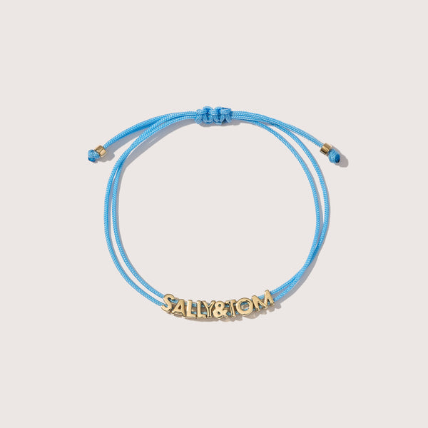 otiumberg Totem Name Sky Blue Cord Bracelet (Made To Order) 9kt Solid Gold