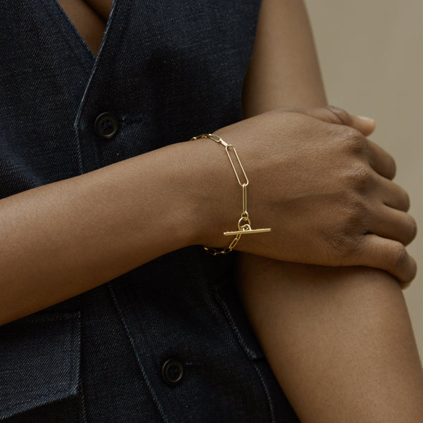 Otiumberg Two Chain Paperclip Bracelet 14kt Gold Vermeil