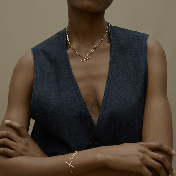 Otiumberg Two Chain Paperclip Bracelet 14kt Gold Vermeil