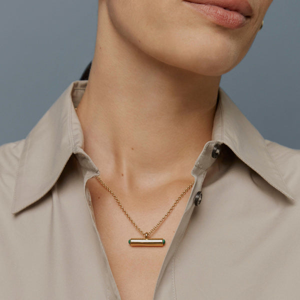Otiumberg Vestige Malachite Toggle Necklace 14kt Gold Vermeil