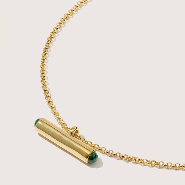otiumberg Vestige Malachite Toggle Necklace 14kt Gold Vermeil
