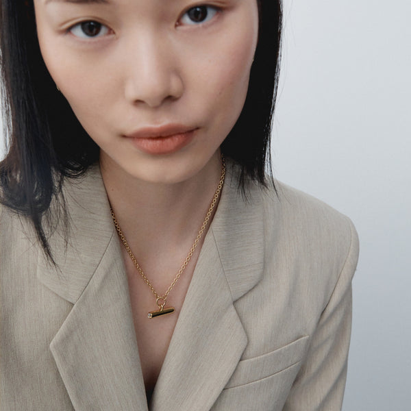 Otiumberg Vestige Moonstone Toggle Necklace 14kt Gold Vermeil