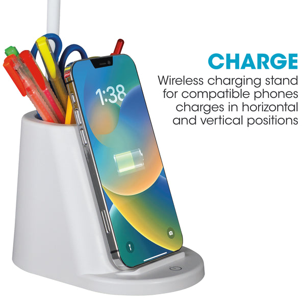 Ottlite Aglow Organizer LED Desk Lamp With Wireless Charging