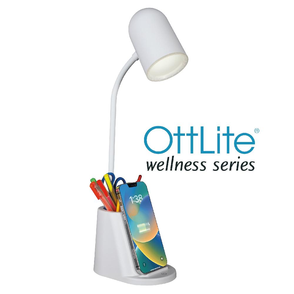 ottlite Aglow Organizer LED Desk Lamp with Wireless Charging
