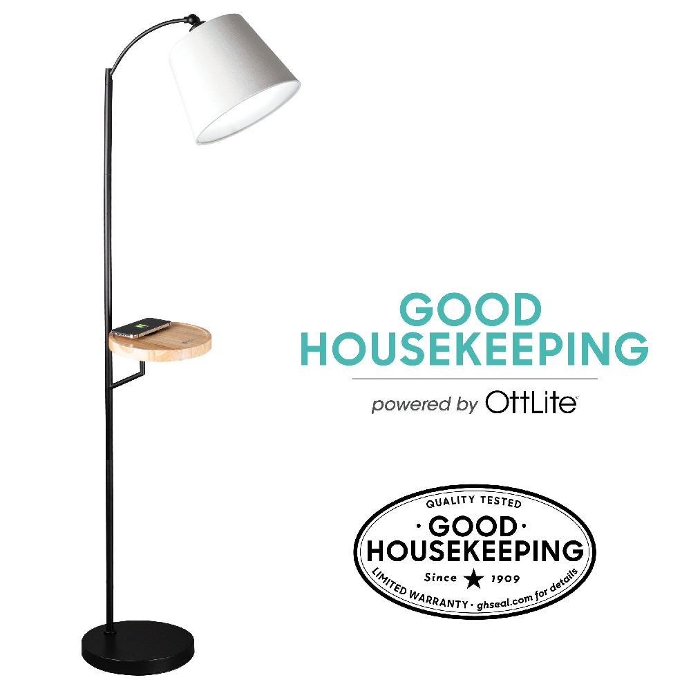 ottlite Good Housekeeping by OttLite Floor Lamp with Wireless Charging Table