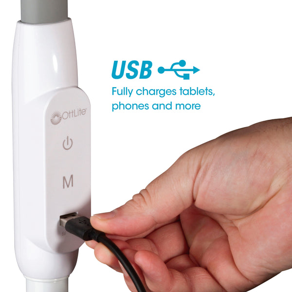 Ottlite LED Floor Lamp With USB And Tablet Stand