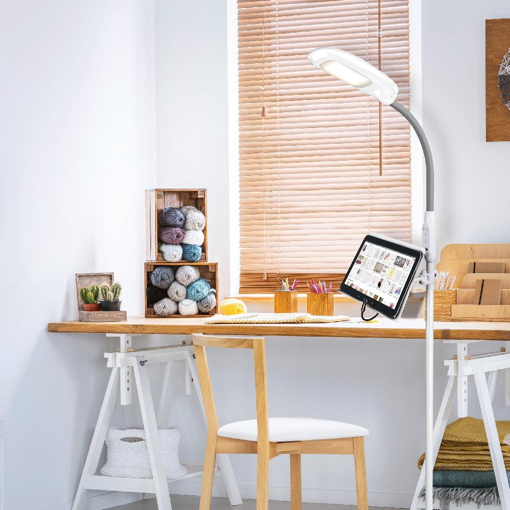 ottlite LED Floor Lamp with USB and Tablet Stand