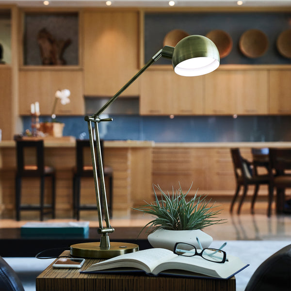 Ottlite Refine LED Desk Lamp - Antique Brass