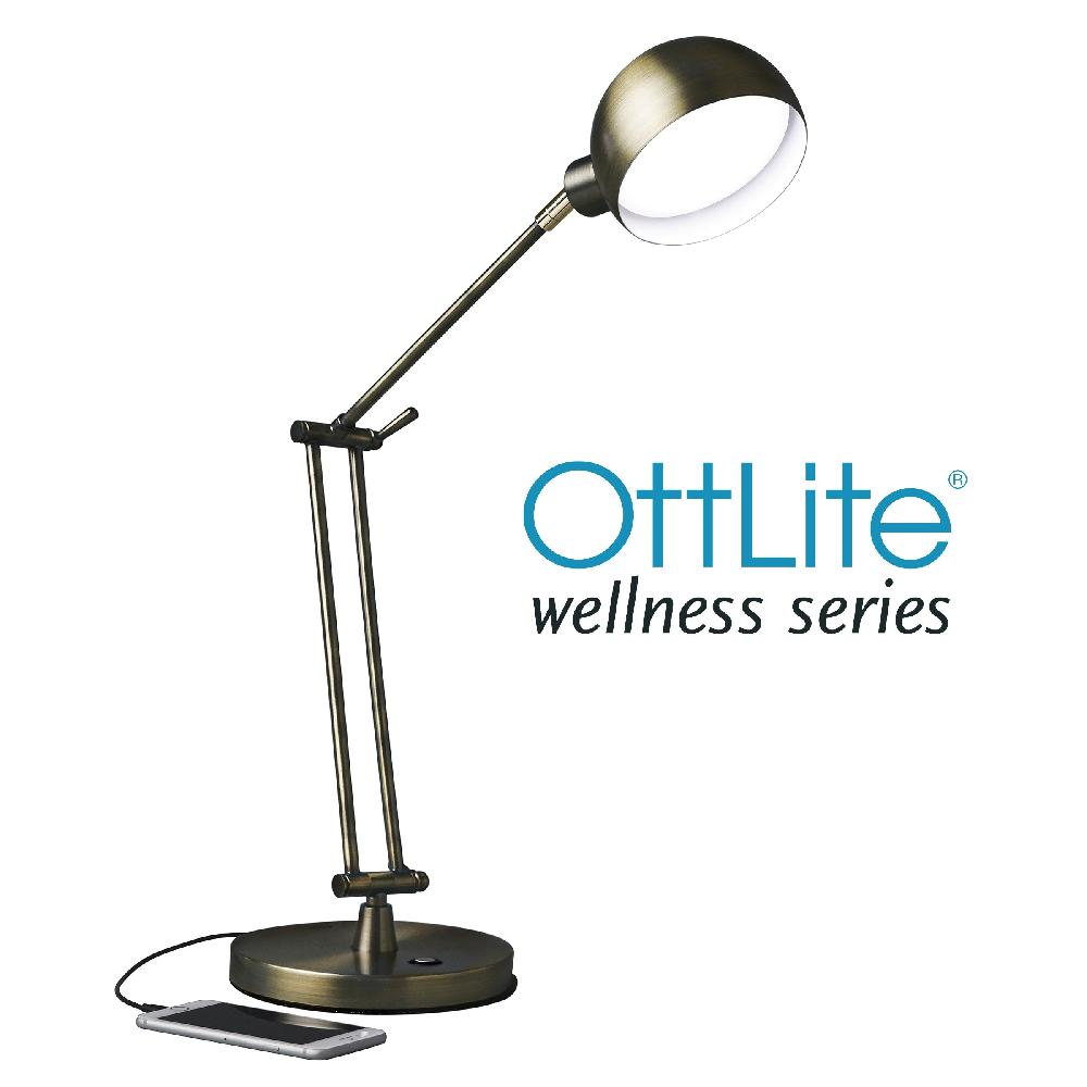ottlite Refine LED Desk Lamp - Antique Brass