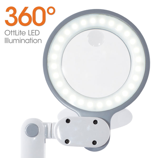 Ottlite Space-Saving LED Magnifier Desk Lamp