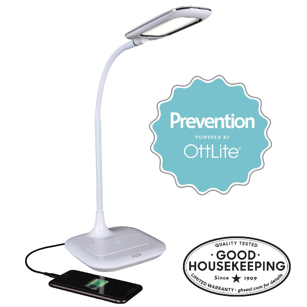 ottlite Prevention by OttLite LED Desk Lamp with Wireless Charging