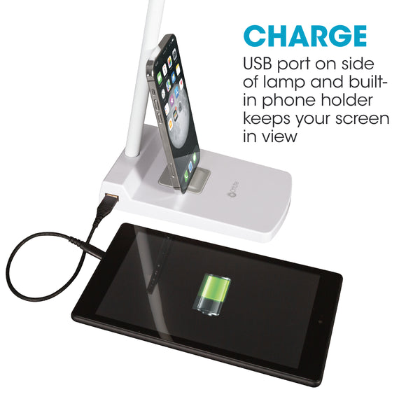 Ottlite Swivel LED Desk Lamp With USB Charging And Stand