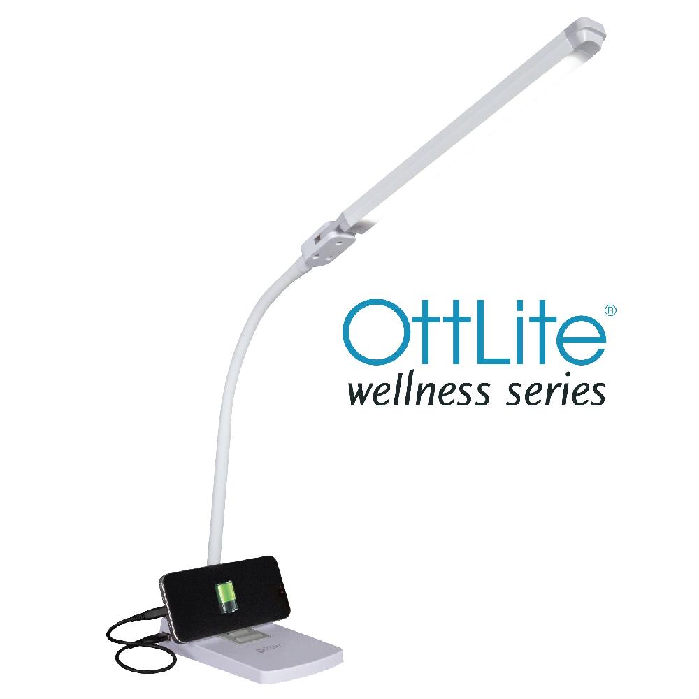 ottlite Swivel LED Desk Lamp with USB Charging and Stand