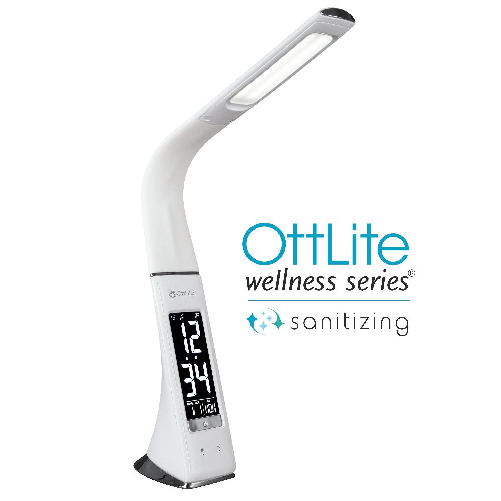 ottlite Thrive LED Sanitizing Desk Lamp with Clock and USB Charging