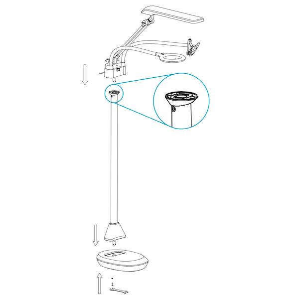 Ottlite Top Of Pole Connector For Ultimate LED 3-in-1 Creative Station With Magnifier