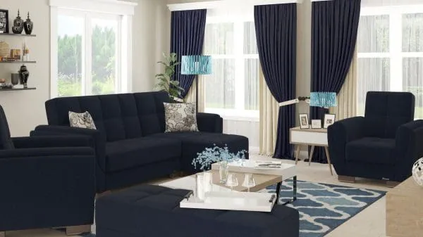 Ottomanson Armada Air Collection Black Blue Denim Chaise Lounge