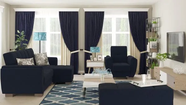 Ottomanson Armada Air Collection Black Blue Denim Chaise Lounge