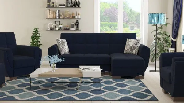 ottomanson Armada Air Collection Black Blue Denim Chaise Lounge