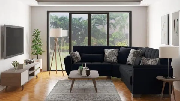 Ottomanson Armada Air Collection Black Blue Denim Sectional