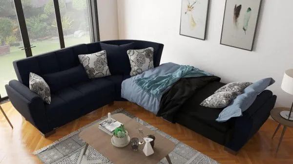 Ottomanson Armada Air Collection Black Blue Denim Sectional