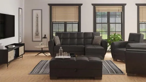 ottomanson Armada Air Collection Black Chaise Lounge