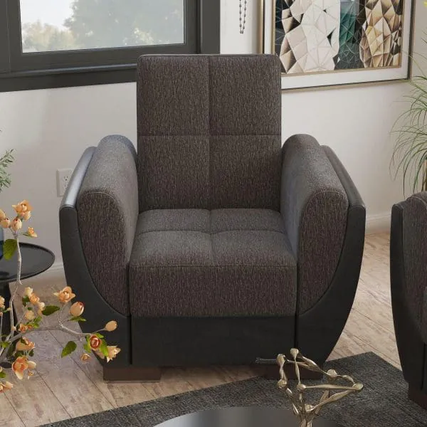 ottomanson Armada Air Collection Dark Slate Gray/Black Armchair