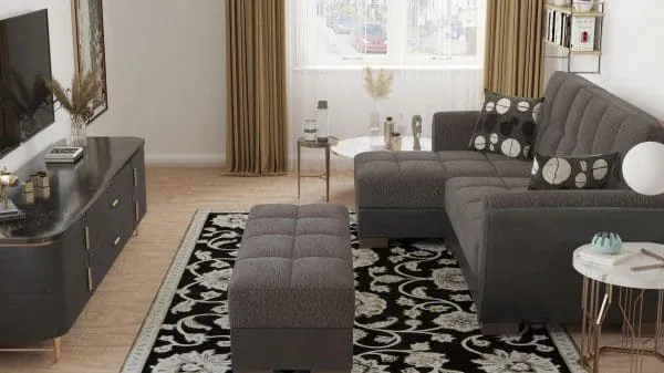 Ottomanson Armada Air Collection Dark Slate Gray/Black Chaise Lounge