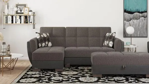 ottomanson Armada Air Collection Dark Slate Gray/Black Chaise Lounge