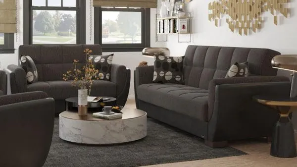 Ottomanson Armada Air Collection Dark Slate Gray/Black Loveseat