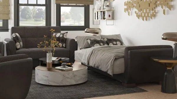 Ottomanson Armada Air Collection Dark Slate Gray/Black Loveseat