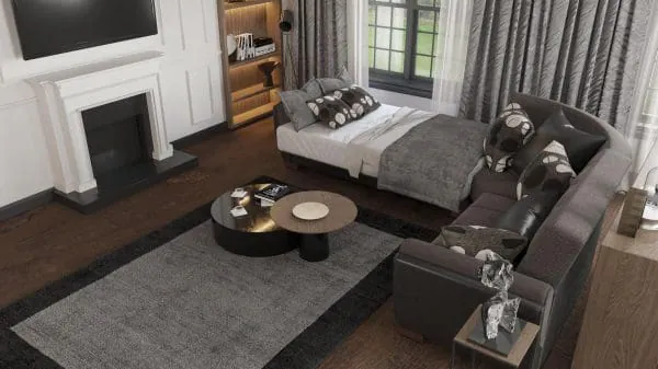 Ottomanson Armada Air Collection Dark Slate Gray/Black Sectional