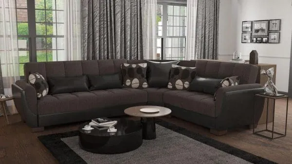 ottomanson Armada Air Collection Dark Slate Gray/Black Sectional