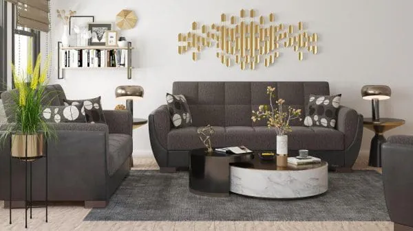 Ottomanson Armada Air Collection Dark Slate Gray/Black Sofabed