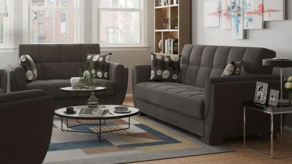 Ottomanson Armada Air Collection Dark Slate Gray Loveseat