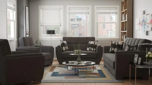 Ottomanson Armada Air Collection Dark Slate Gray Loveseat