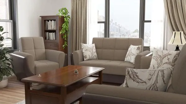 Ottomanson Armada Air Collection Light Taupe/Dark Brown Armchair