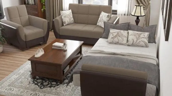 Ottomanson Armada Air Collection Light Taupe/Dark Brown Armchair