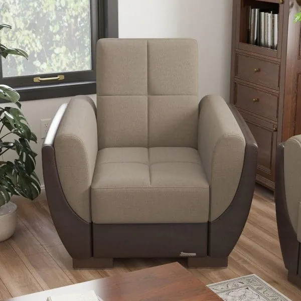 ottomanson Armada Air Collection Light Taupe/Dark Brown Armchair