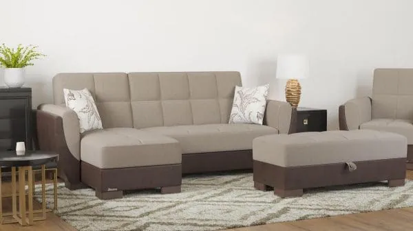 Ottomanson Armada Air Collection Light Taupe/Dark Brown Chaise Lounge