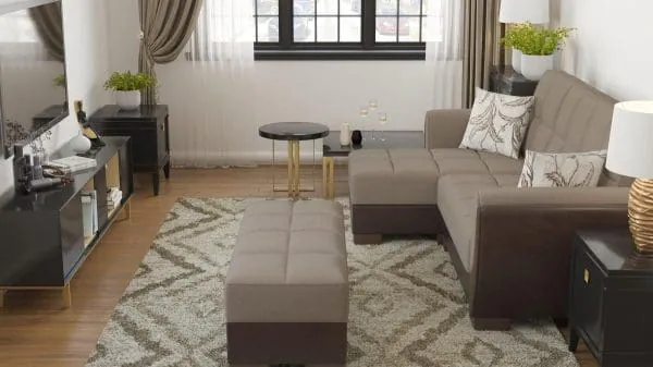 Ottomanson Armada Air Collection Light Taupe/Dark Brown Chaise Lounge