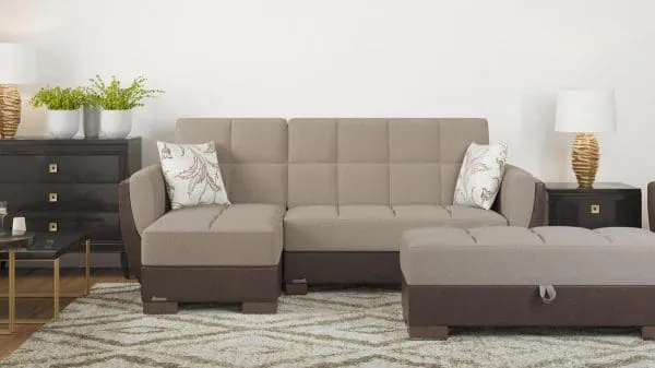 ottomanson Armada Air Collection Light Taupe/Dark Brown Chaise Lounge