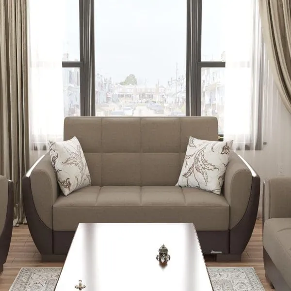 ottomanson Armada Air Collection Light Taupe/Dark Brown Loveseat